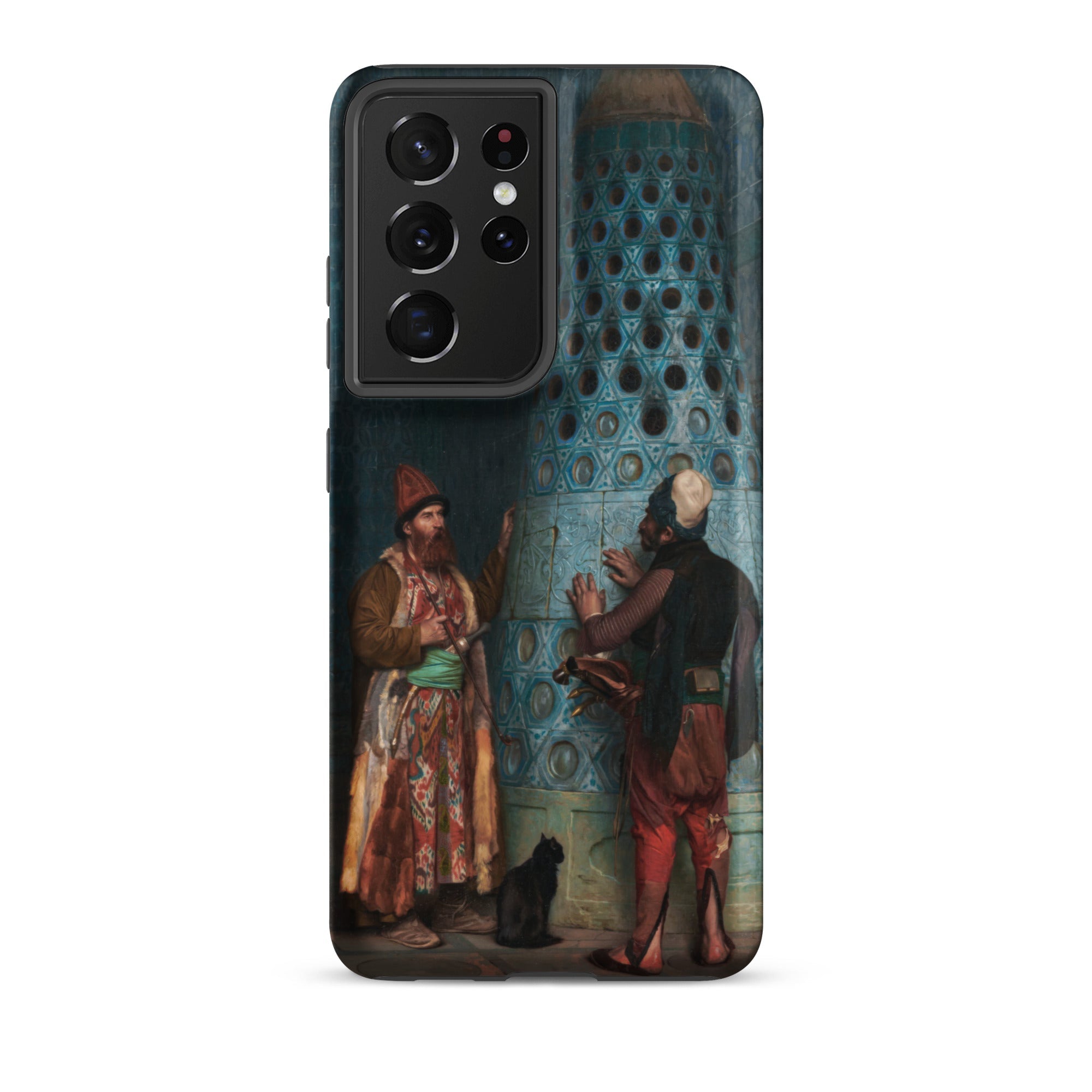 Before the Audience Jean Leon Gerome Samsung Case, Galaxy S21 Ultra / Matte, Smartphone Case Classical Painting Two Men Cat