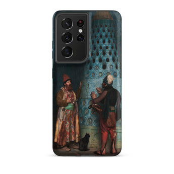 Before the Audience - Jean Leon Gerome Samsung Case, Galaxy S21 Ultra / Matte, Smartphone Case Classical Painting Two Men Cat