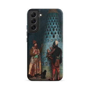 Before the Audience - Jean Leon Gerome Samsung Case, Galaxy S22 Plus / Matte, Black Smartphone Case Historical Painting Two Men Cat