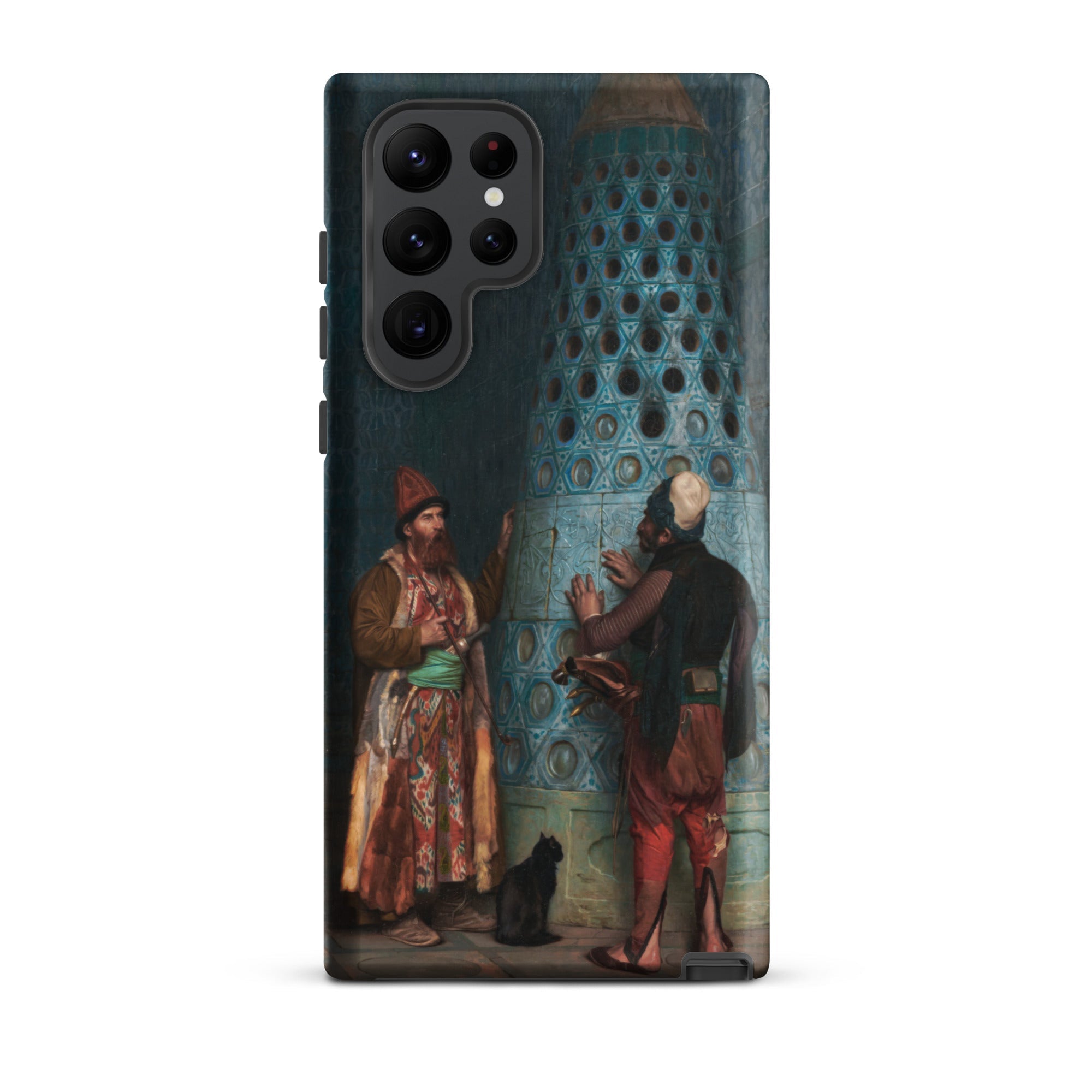 Before the Audience Jean Leon Gerome Samsung Case, Galaxy S22 Ultra / Matte, Smartphone Case Painting Two Men Black Cat Decorative