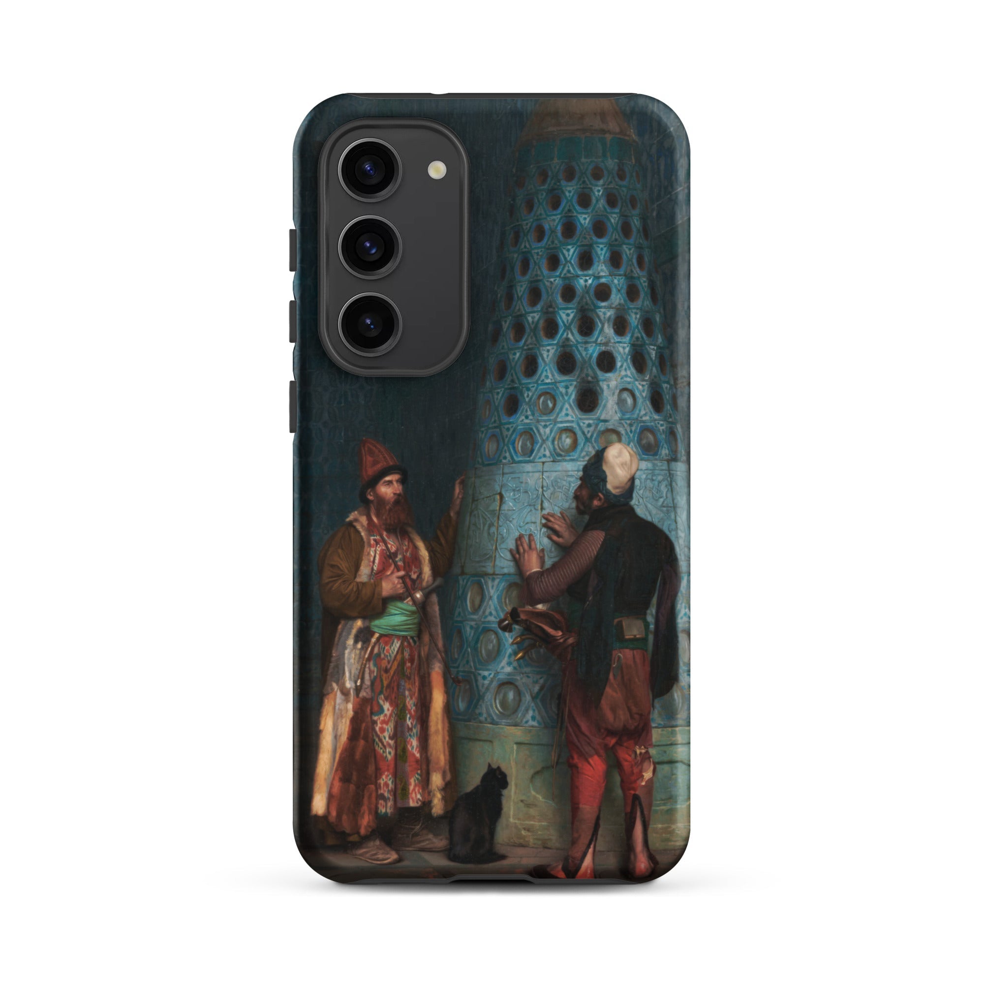 Before the Audience Jean Leon Gerome Samsung Case, Galaxy S23 Plus / Matte, Black Smartphone Classical Painting Two Men Cat Patterned