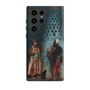 Before the Audience - Jean Leon Gerome Samsung Case, Galaxy S23 Ultra / Matte, Smartphone Case Classical Painting Two Men Black Cat