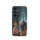 Before the Audience - Jean Leon Gerome Samsung Case, Galaxy S24 / Matte, Black Smartphone Case Historical Painting Two Men Cat