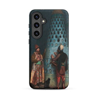 Before the Audience - Jean Leon Gerome Samsung Case, Galaxy S24 Plus / Matte, Smartphone Painted Case Two Men Black Cat Tall