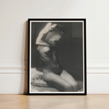 Black-framed Black-and-white Photographic Print Figure Soft Lighting Michael Heumuller Art, Evocative Black and White Photograph,