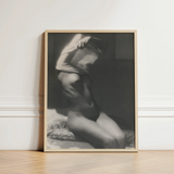 Black-and-white Framed Photograph Figure Head Obscured Object Encased Michael Heumuller Art, Evocative Black and White, Introspective Beauty