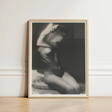 Black-and-white Framed Art Print Nude Figure Motion Encased Michael Heumuller, Evocative Black and White Photograph, Introspective Beauty