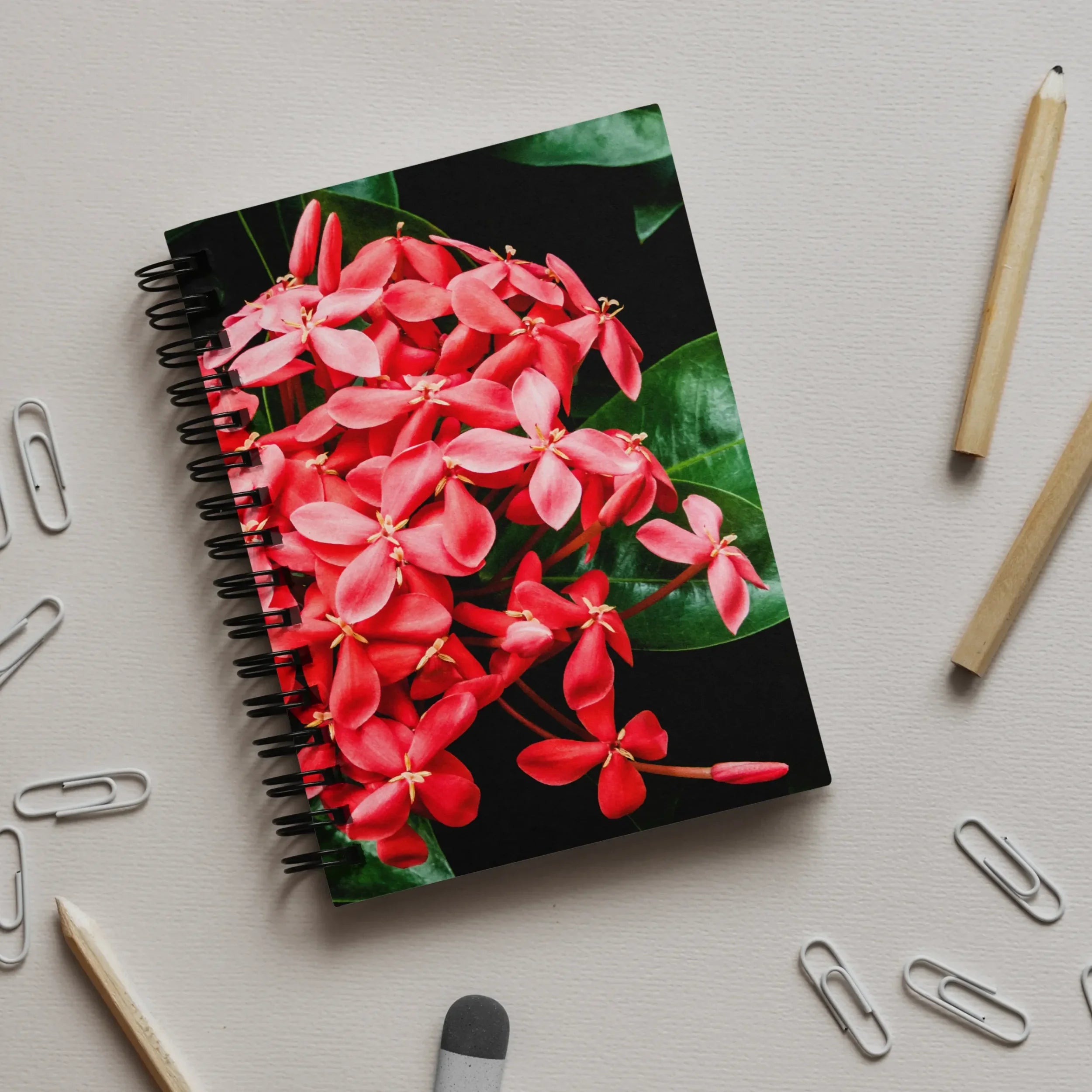 Belle of the Ball - Chinese Ixora Flame Tree Notebook Notebooks & Notepads