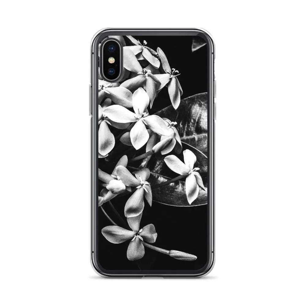 Belle Of The Ball Floral Iphone Case - black And White - Iphone X/xs - Mobile Phone Cases - Aesthetic Art