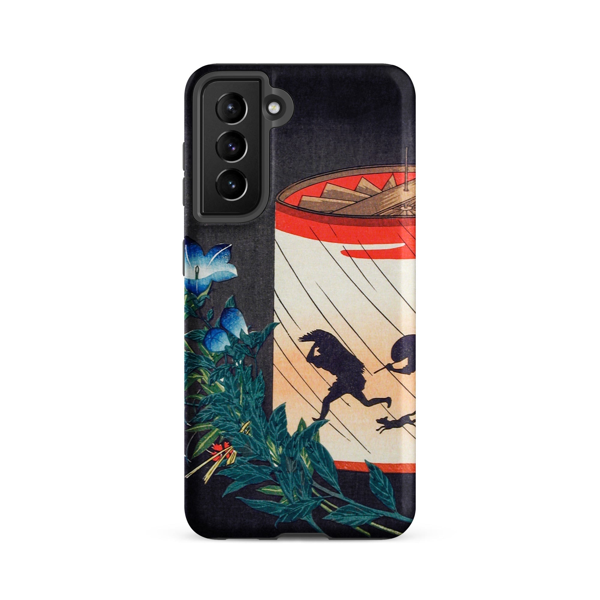 Bellflower and Lantern Hiroaki Takahashi Samsung Case, Galaxy S21 Fe / Matte, Smartphone Case Japanese Style Illustration Frogs Rain Blue