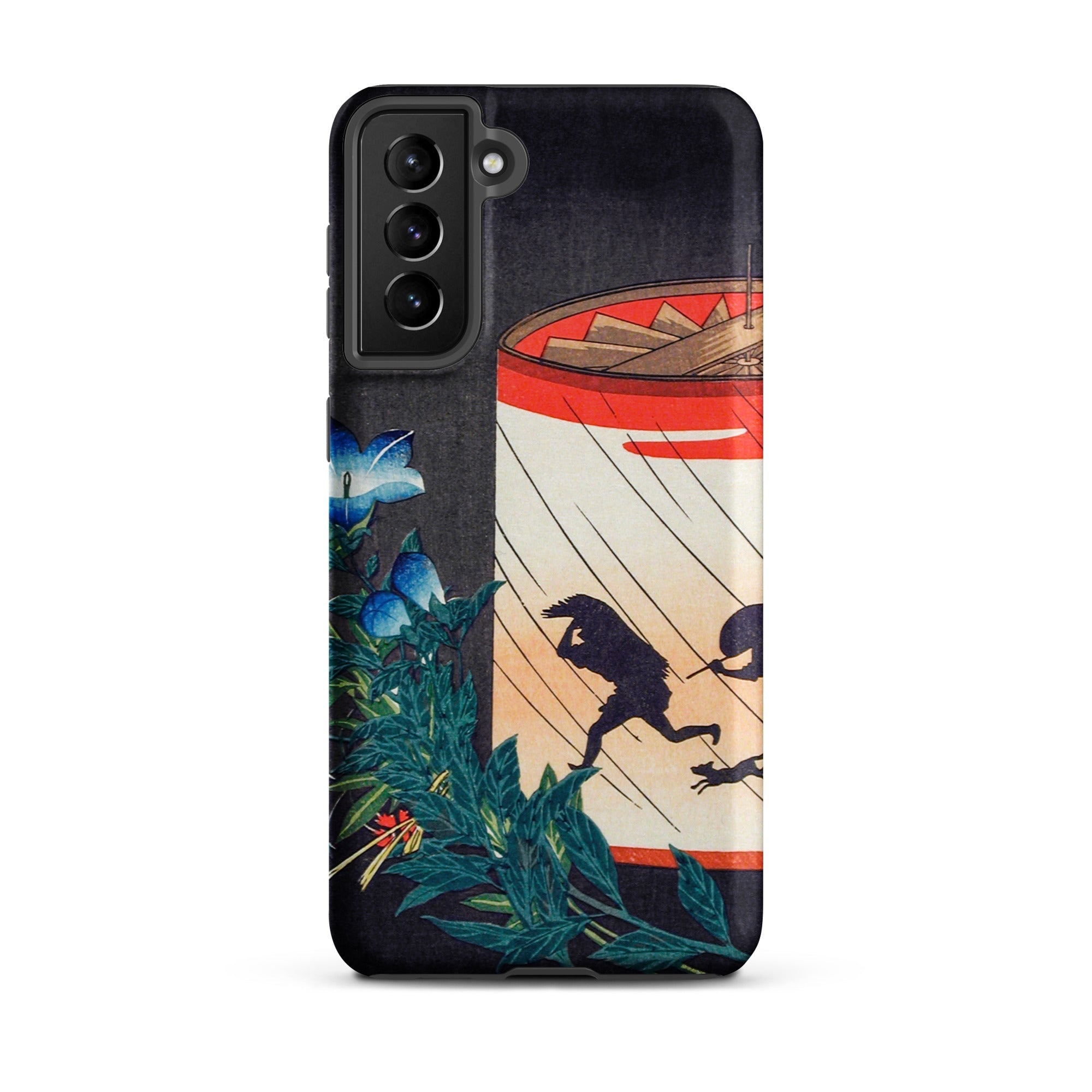 Bellflower and Lantern Hiroaki Takahashi Samsung Case, Galaxy S21 Plus / Matte, Black Smartphone Case Colorful Detailed Artistic Design