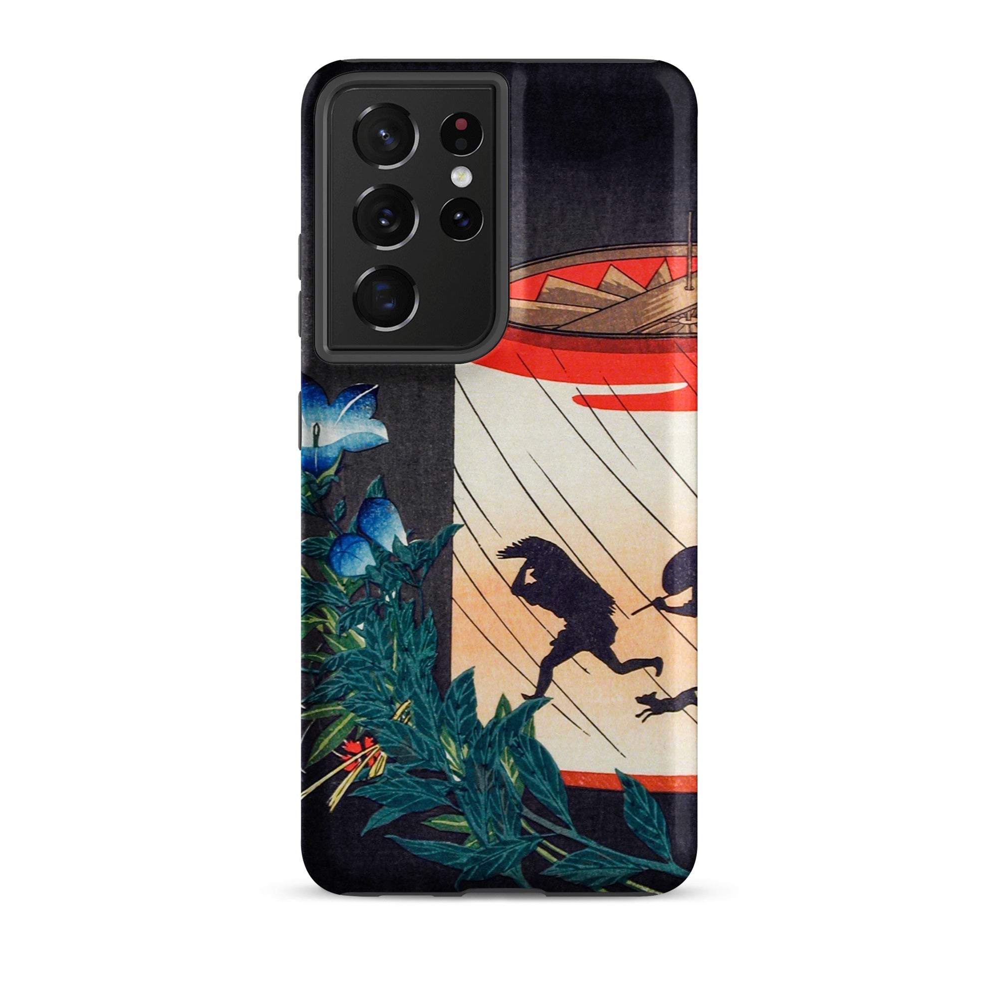 Bellflower and Lantern Hiroaki Takahashi Samsung Case, Galaxy S21 Ultra / Matte, Black Smartphone Case Colorful Nature Silhouette Art Print