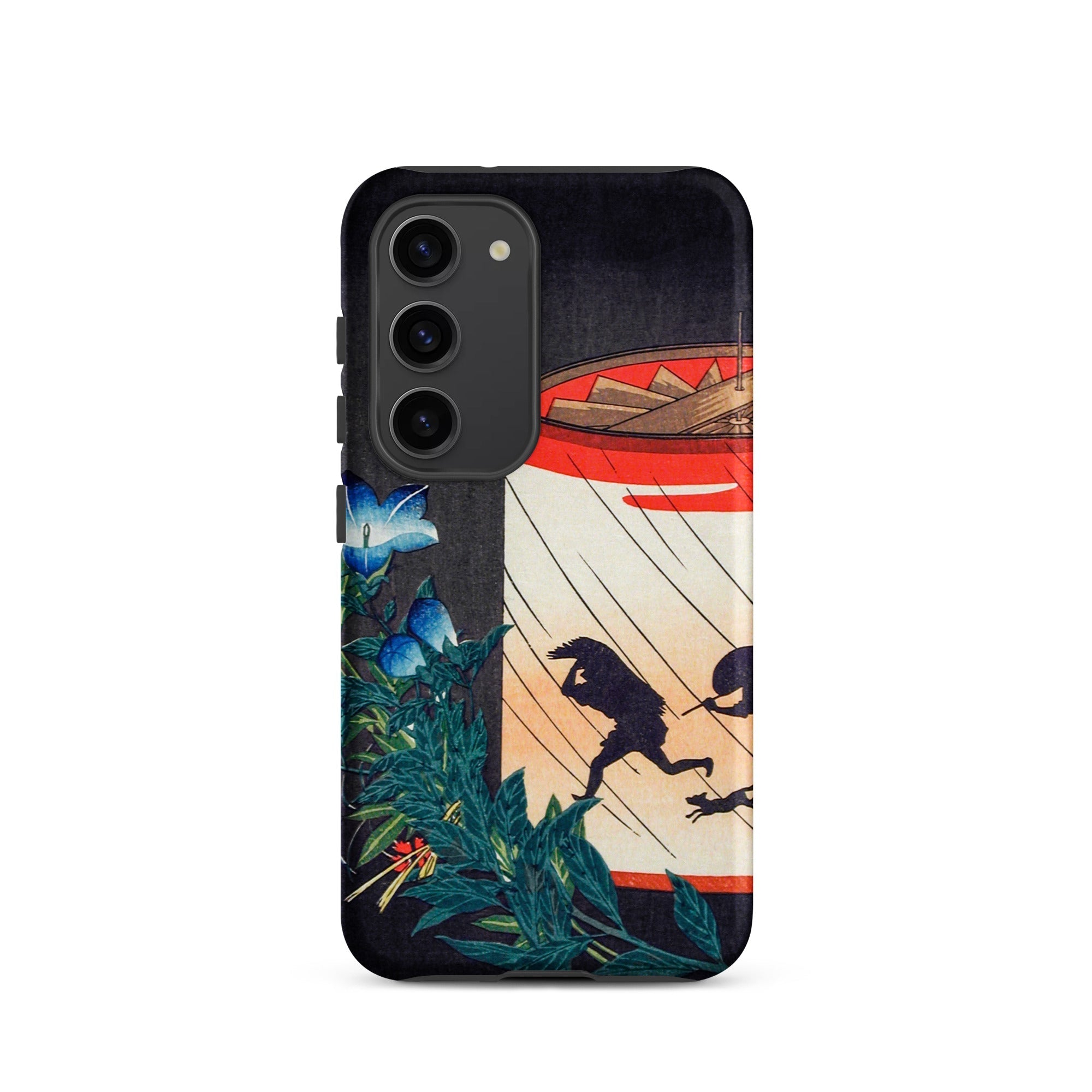 Bellflower and Lantern Hiroaki Takahashi Samsung Case, Galaxy S23 / Matte, Black Phone Case Japanese Ukiyo e Style Illustration Figures