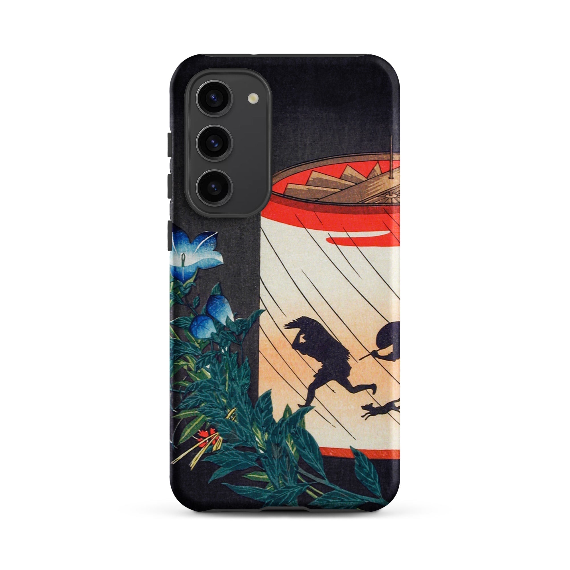 Bellflower and Lantern Hiroaki Takahashi Samsung Case, Galaxy S23 Plus / Matte, Smartphone Case Japanese Style Print Figures Blue Flowers