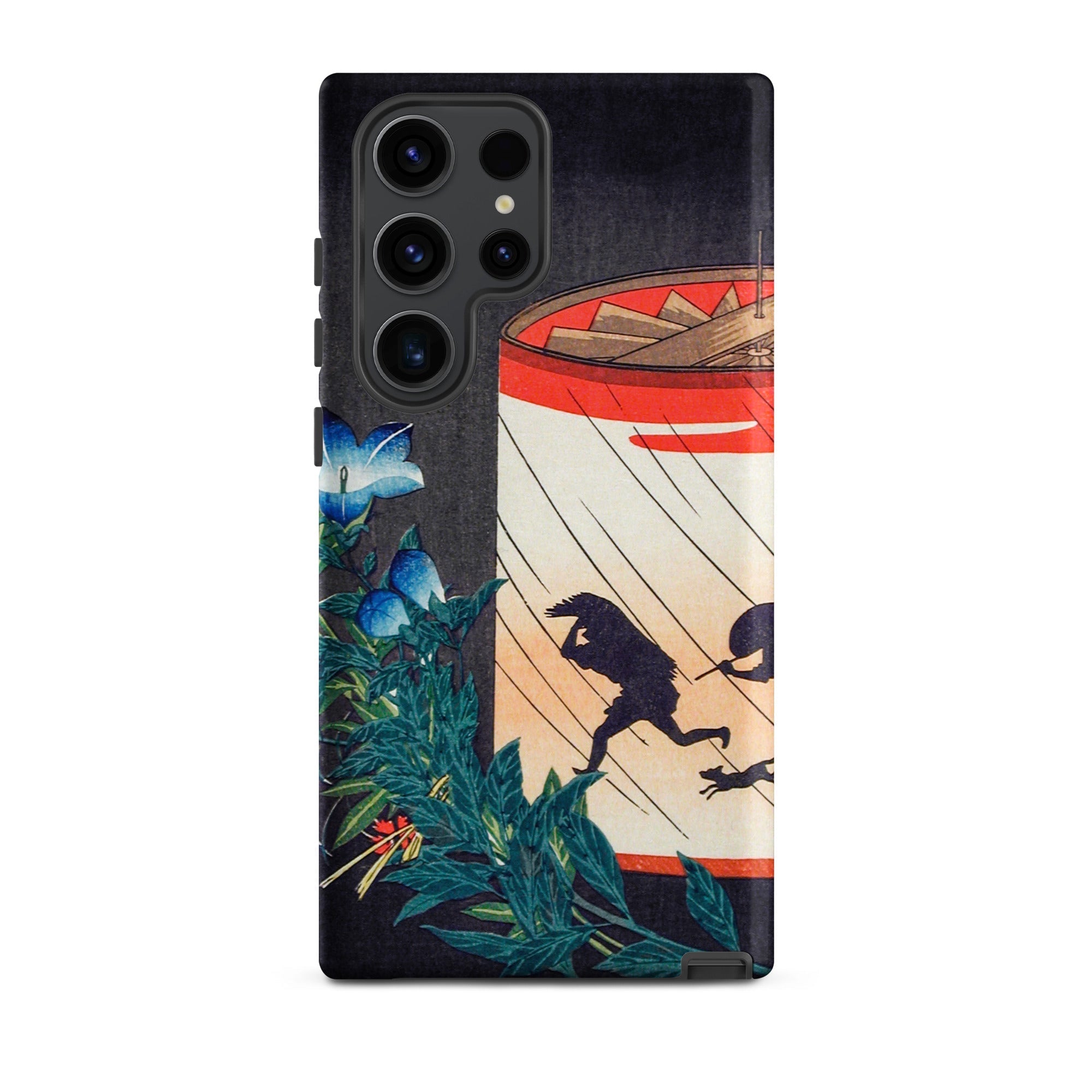 Bellflower and Lantern Hiroaki Takahashi Samsung Case, Galaxy S23 Ultra / Matte, Black Smartphone Case Japanese Style Illustration Figures