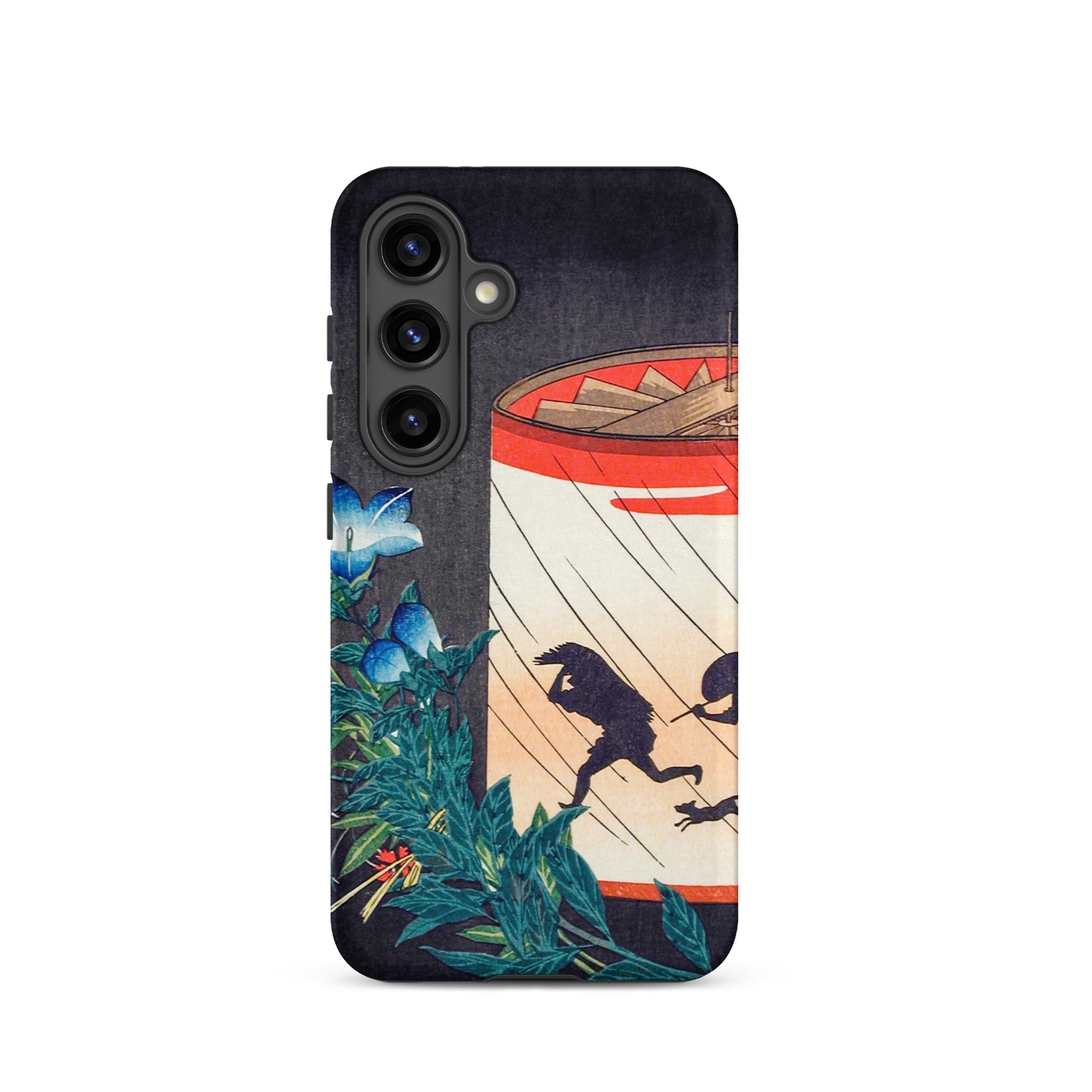 Bellflower and Lantern Hiroaki Takahashi Samsung Case, Galaxy S24 / Matte, Black Smartphone Case Colorful Illustration Frogs Jar