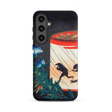 Bellflower and Lantern - Hiroaki Takahashi Samsung Case, Galaxy S24 Plus / Matte, Black Smartphone Case Artistic Design Japanese Woodblock