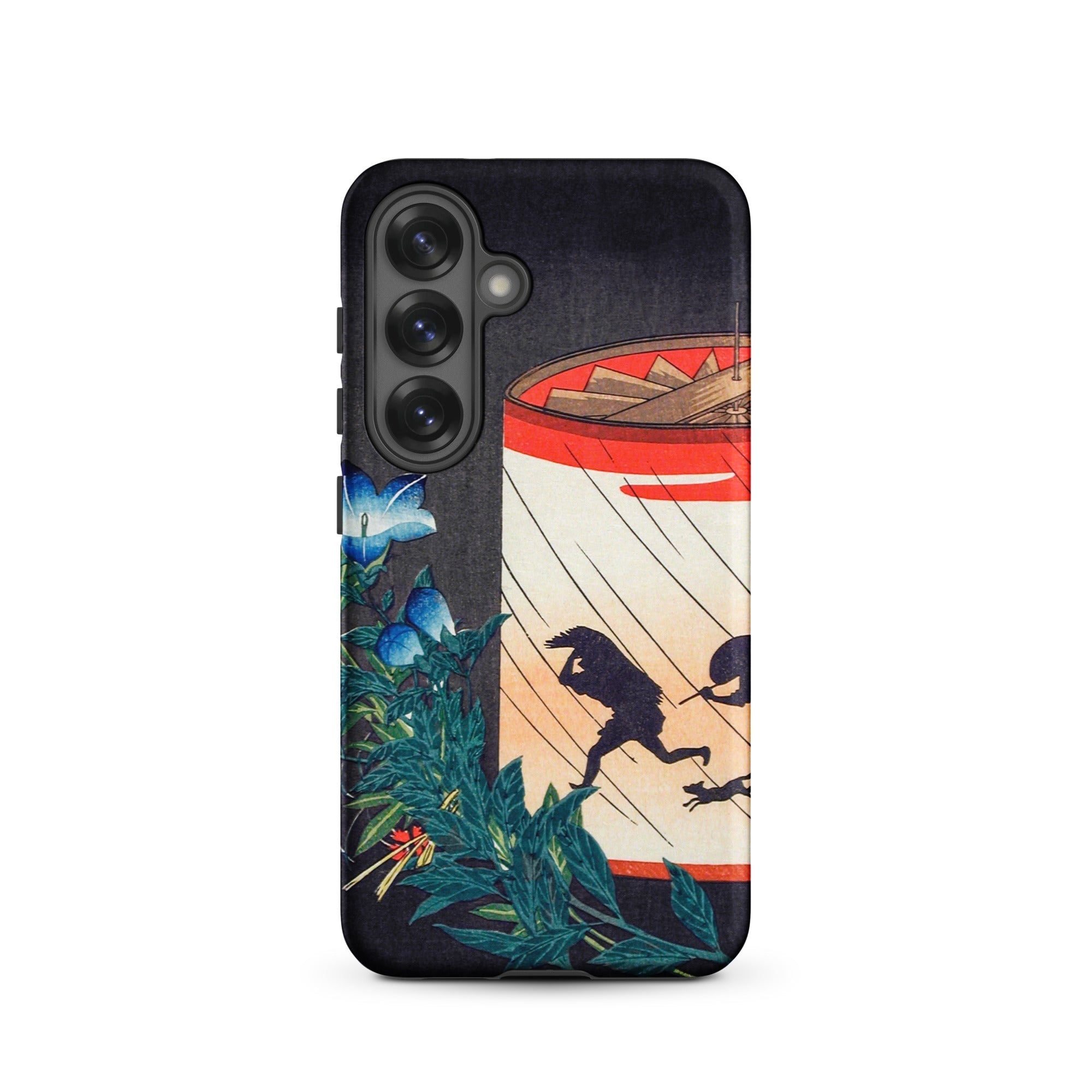Bellflower and Lantern Hiroaki Takahashi Samsung Case, Galaxy S25 / Matte, Black Smartphone Case Colorful Nature Inspired Design