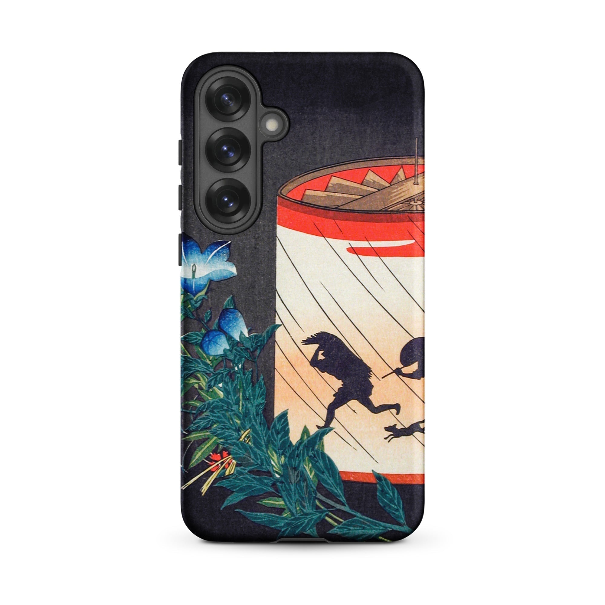 Bellflower and Lantern Hiroaki Takahashi Samsung Case, Galaxy S25 Plus / Matte, Black Smartphone Case Artistic Print Blue Flowers Figures