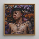 Bent & Spent - Gaysian Thai Twunk Art Print / Canvas Framed Portrait Man Tattoos Adorned Layered Gold Chains Gaysian Thai Twunk, Twunk