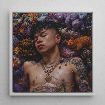 Bent & Spent - Gaysian Thai Twunk Framed Canvas, 12x12’’ / 31x31cm / White Floating Frame, Framed Album Cover Art