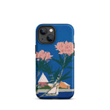Bermuda in Oleander Time - Adolph Treidler Phone Case Iphone 13 Mini / Matte Blue Phone Case Vintage-style Illustration Pink Peonies Green
