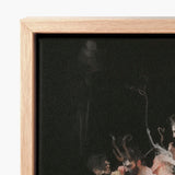 Framed Canvas Print Dark Moody Painting Pale Figures Horned Figure Floats, Pagan Art, Antlers Branching