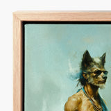 Bhediya - Gay Wolf Sadhu Art Print / Canvas Framed Painting Stylized Anthropomorphic Gray Brown Shaman, Spectral Elder Bound, Prints
