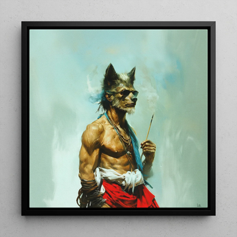 Bhediya - Gay Wolf Sadhu Art Print / Canvas, Gay Wolf Shaman, Spectral Elder Bound, Wolf Shaman Art
