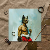 Bhediya - Gay Wolf Sadhu Art Print / Canvas Square Muscular Anthropomorphic Gray Fur Shaman, Spectral Elder Bound, Prints