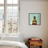 Bhediya - Gay Wolf Sadhu Framed Canvas, Framed Anthropomorphic Wolf Painting