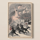 Big Black Cats Howl as Naked Witches Ascend Into the Night Over City - Théophile Steinlen Framed Canvas, 12x18’’ / 31x46cm / Natural
