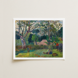 Framed Reproduction Vibrant Impressionistic Landscape Painting Lush Green Paul Gauguin, Visual Journey, Tree Art Print