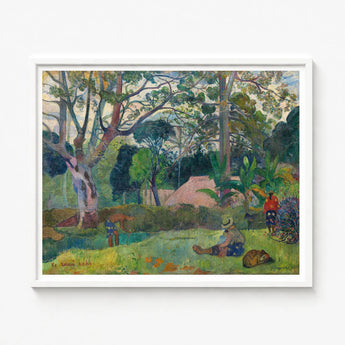 Framed Painting Lush Sun-dappled Tropical Scene Figures Trees Paul Gauguin, Visual Journey, Tree Art Print