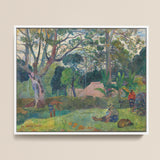 Framed Painting Lush Sun-dappled Tropical Scene Figures Trees Paul Gauguin, Visual Journey, Tree Art Print