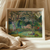 The Big Tree - Paul Gauguin Art Print / Canvas Framed Art Print Pastoral Landscape Scene Trees Figures Paul Gauguin, Visual Journey, Tree