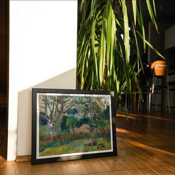 The Big Tree - Paul Gauguin Art Print, Framed Art Print Pastoral Landscape Painting Trees Figures