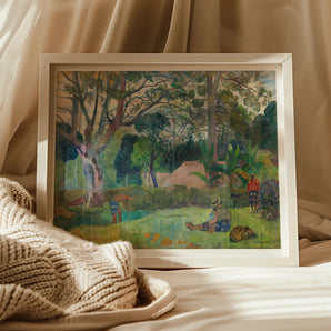 The Big Tree - Paul Gauguin Art Print, Framed Art Print Pastoral Landscape Scene Trees Figures