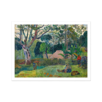 The Big Tree - Paul Gauguin Art Print, Post-impressionist Landscape Painting People Lush Green Garden