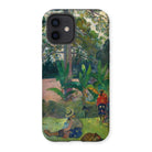 The Big Tree - Paul Gauguin Iphone Case, 12 / Matte, Phone Case Colorful Tropical Landscape Painting Figures Lush