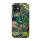 The Big Tree - Paul Gauguin Iphone Case, 12 Mini / Matte, Phone Case Tropical Landscape Painting Figures Lush Vegetation