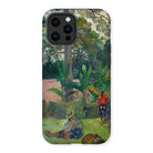 The Big Tree - Paul Gauguin Iphone Case, 12 Pro Max / Matte, Phone Case Colorful Tropical Landscape Painting Human Figures