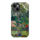 The Big Tree - Paul Gauguin Iphone Case, 13 / Matte, Phone Case Tropical Landscape Painting Figures Lush Garden