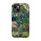 The Big Tree - Paul Gauguin Iphone Case, 13 Mini / Matte, Phone Case Tropical Landscape Painting Figures Lush Garden