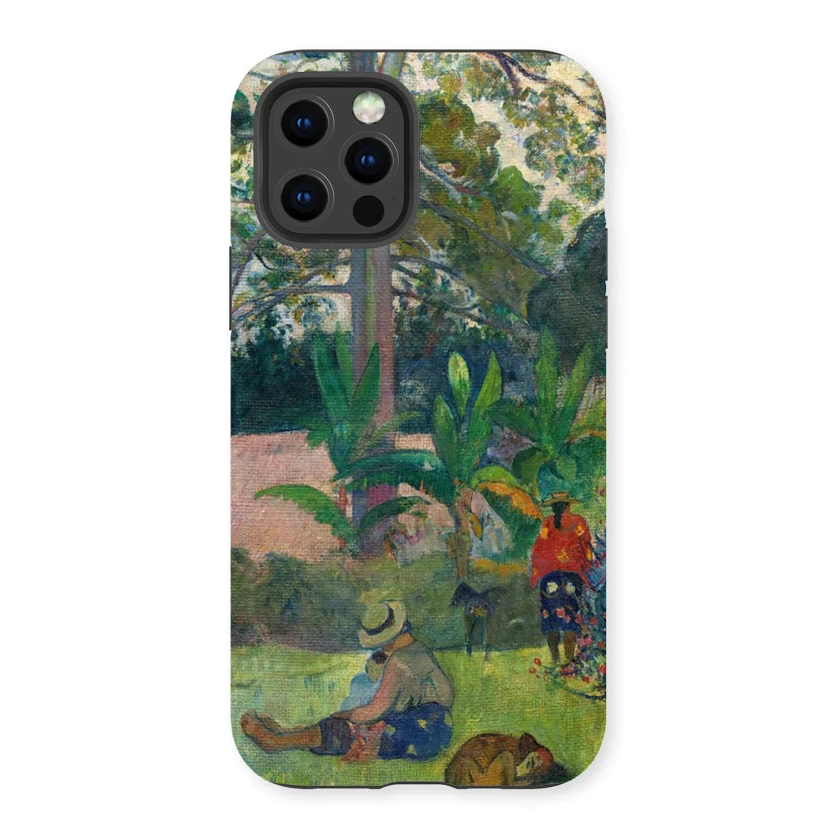 The Big Tree - Paul Gauguin Iphone Case, 13 Pro / Matte, Phone Case Colorful Tropical Landscape Painting Human Figures