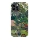 The Big Tree - Paul Gauguin Iphone Case, 13 Pro / Matte, Phone Case Colorful Tropical Landscape Painting Human Figures