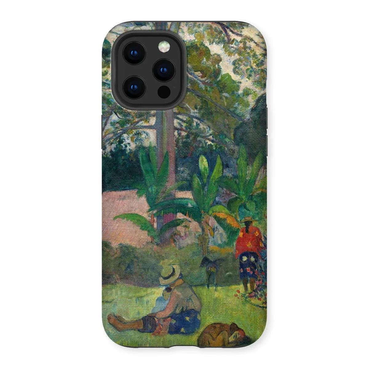 The Big Tree - Paul Gauguin Iphone Case, 13 Pro Max / Matte, Phone Case Colorful Tropical Landscape Painting Human Figures
