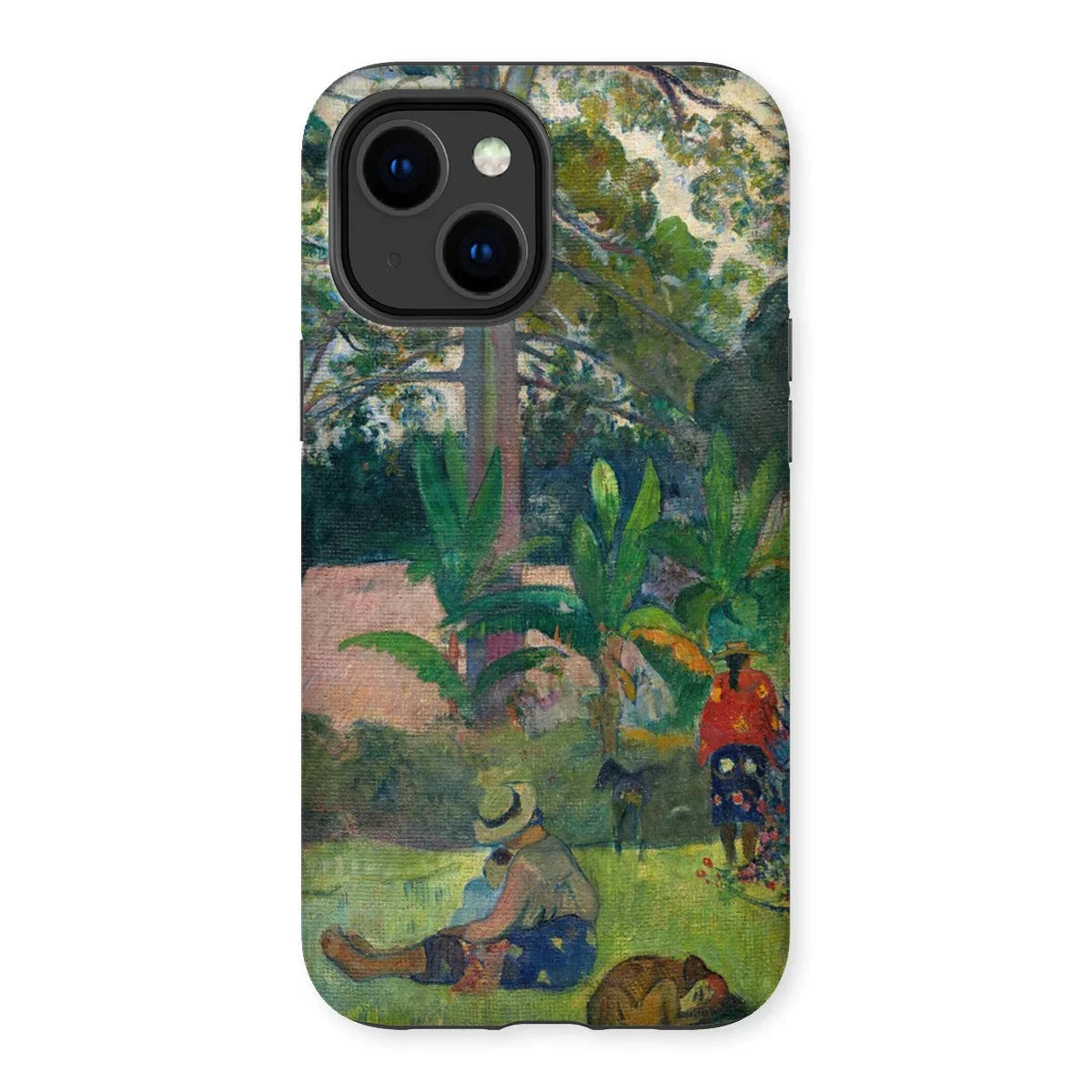 The Big Tree - Paul Gauguin Iphone Case, 14 Plus / Matte, Phone Case Colorful Tropical Landscape Painting Human Figures