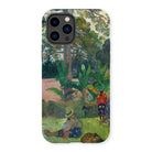 The Big Tree - Paul Gauguin Iphone Case, 14 Pro / Matte, Phone Case Colorful Tropical Landscape Painting Human Figures