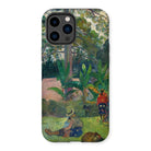 The Big Tree - Paul Gauguin Iphone Case, 14 Pro Max / Matte, Iphone Case Colorful Tropical Landscape Painting Figures